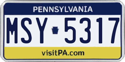 PA license plate MSY5317