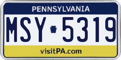 PA license plate MSY5319