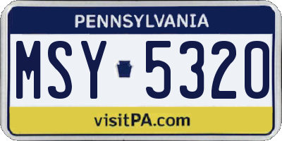 PA license plate MSY5320
