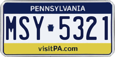 PA license plate MSY5321