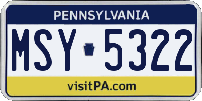PA license plate MSY5322