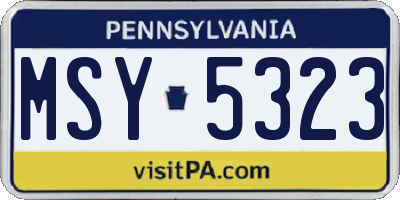 PA license plate MSY5323