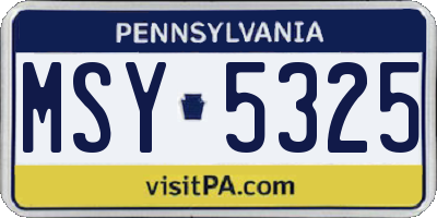 PA license plate MSY5325