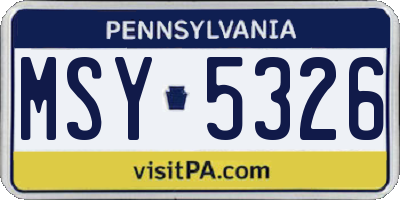 PA license plate MSY5326