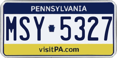 PA license plate MSY5327