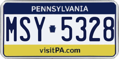 PA license plate MSY5328