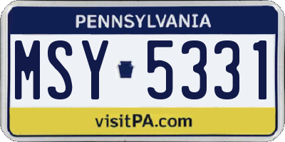 PA license plate MSY5331