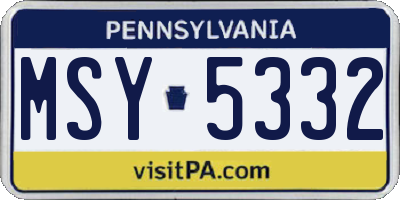 PA license plate MSY5332