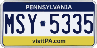 PA license plate MSY5335