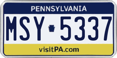 PA license plate MSY5337