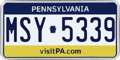PA license plate MSY5339