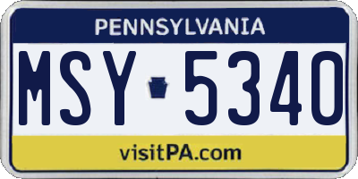 PA license plate MSY5340
