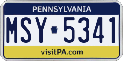 PA license plate MSY5341