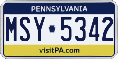 PA license plate MSY5342