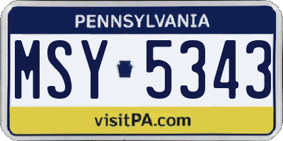 PA license plate MSY5343