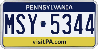 PA license plate MSY5344