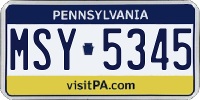 PA license plate MSY5345