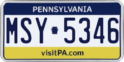 PA license plate MSY5346