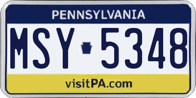 PA license plate MSY5348