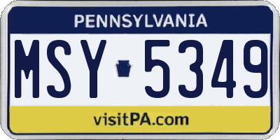 PA license plate MSY5349