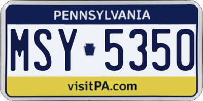 PA license plate MSY5350