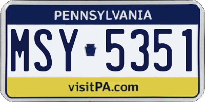 PA license plate MSY5351