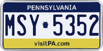 PA license plate MSY5352