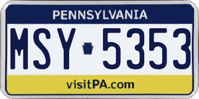 PA license plate MSY5353