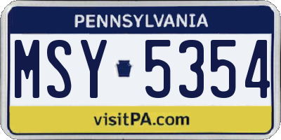 PA license plate MSY5354