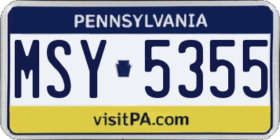 PA license plate MSY5355