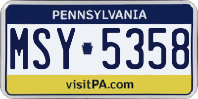 PA license plate MSY5358