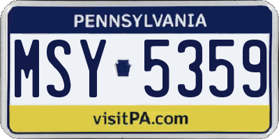 PA license plate MSY5359