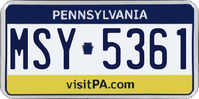 PA license plate MSY5361