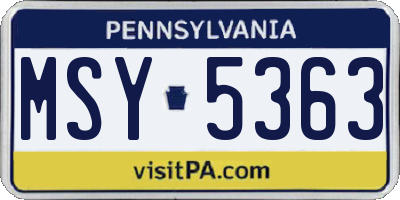PA license plate MSY5363