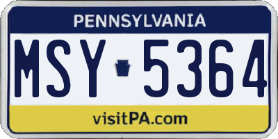 PA license plate MSY5364