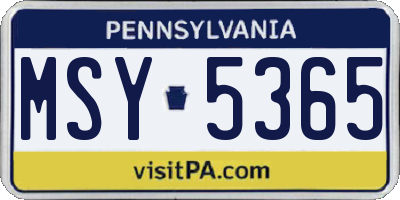 PA license plate MSY5365