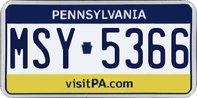 PA license plate MSY5366