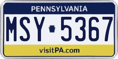 PA license plate MSY5367