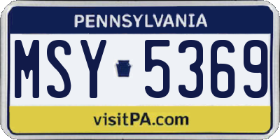 PA license plate MSY5369