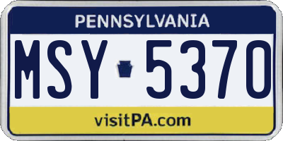 PA license plate MSY5370
