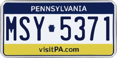 PA license plate MSY5371
