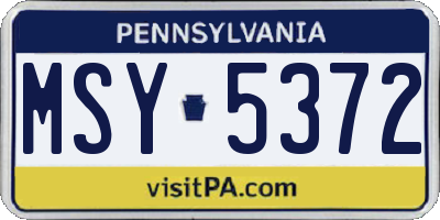 PA license plate MSY5372