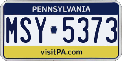 PA license plate MSY5373