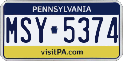 PA license plate MSY5374