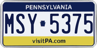 PA license plate MSY5375