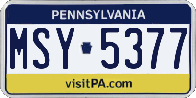 PA license plate MSY5377