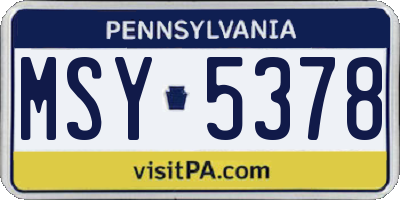 PA license plate MSY5378