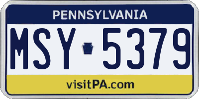 PA license plate MSY5379