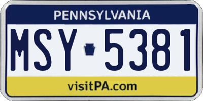 PA license plate MSY5381