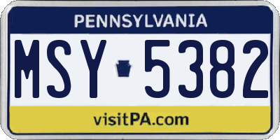 PA license plate MSY5382